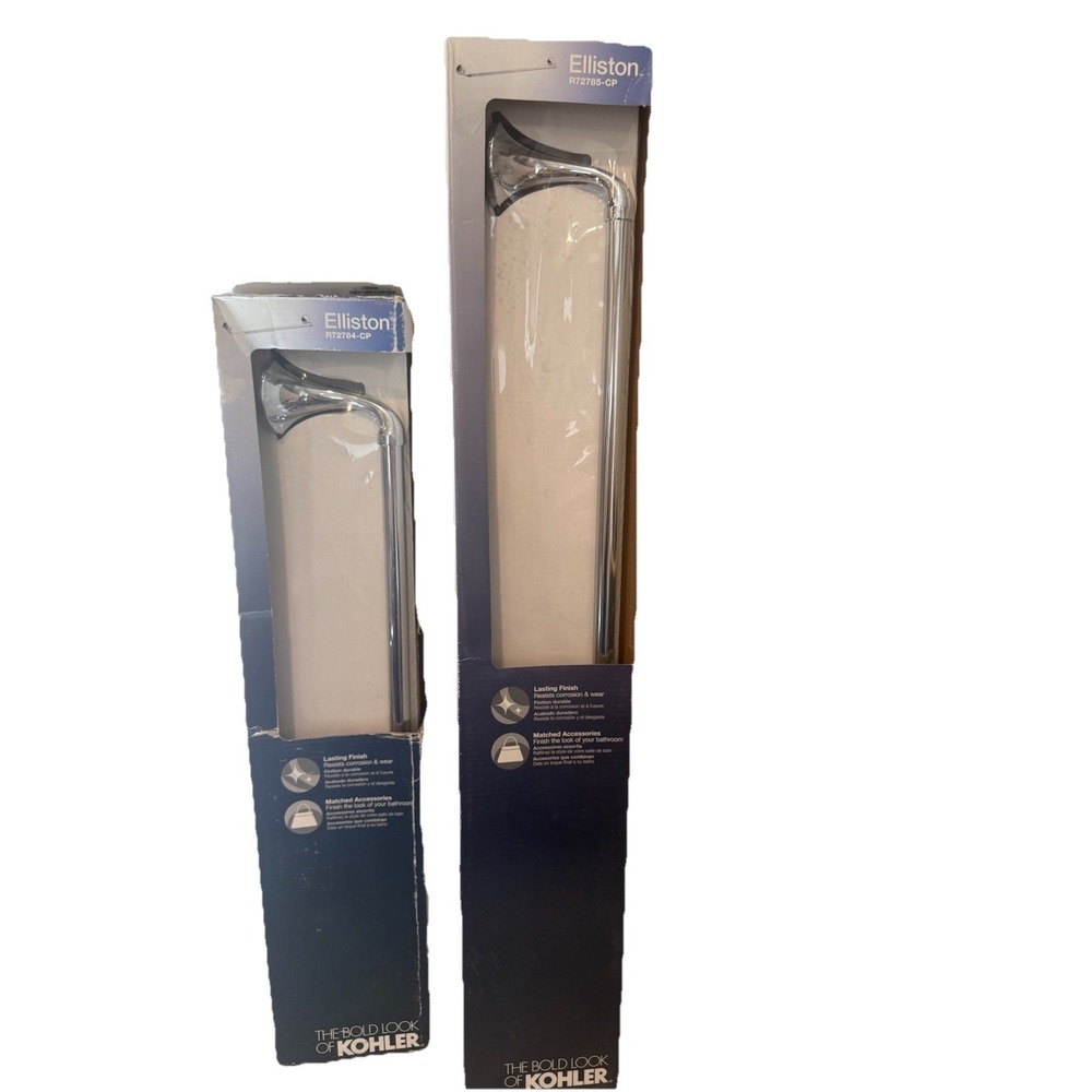Lot Of‎ 2 KOHLER Elliston R72784-5 CP POLISHED CHROME 18 & 24" Towel Bars NEW!